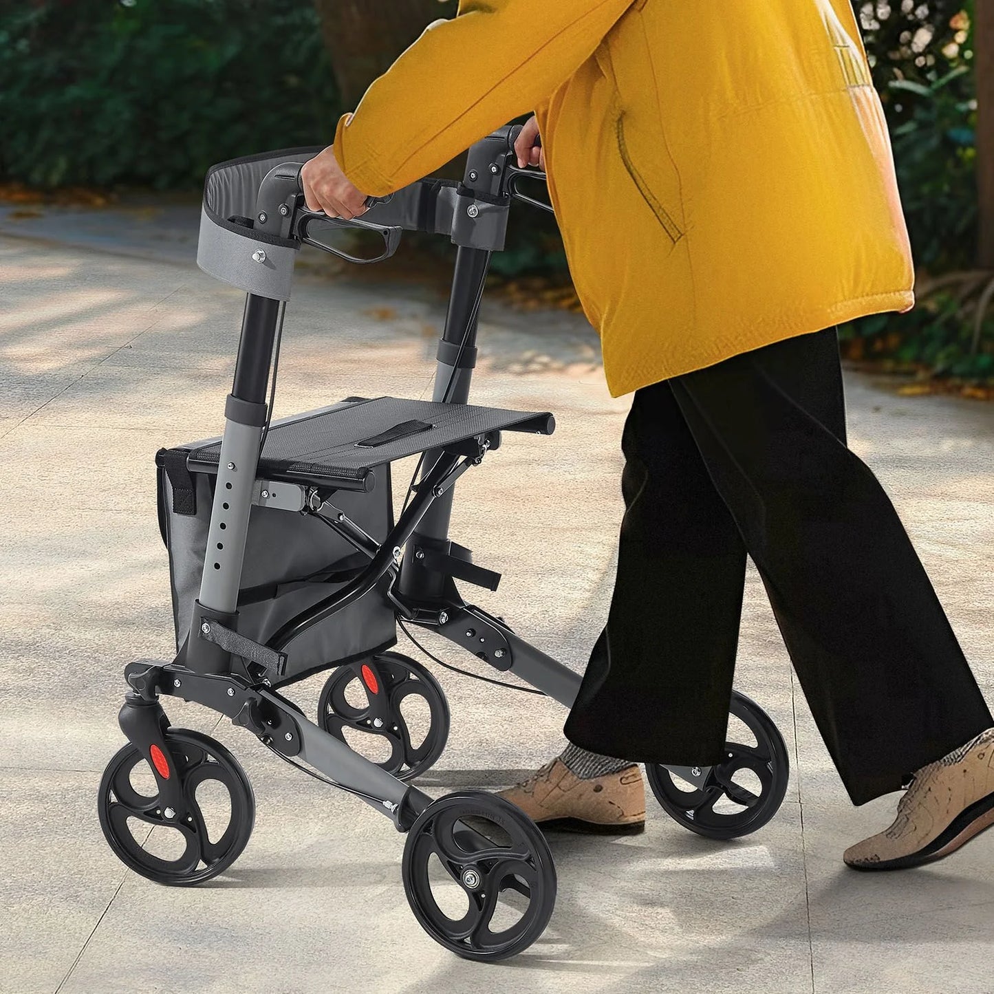 2025 Andador de aluminio Vital con asiento – Ligero, plegable y seguro
