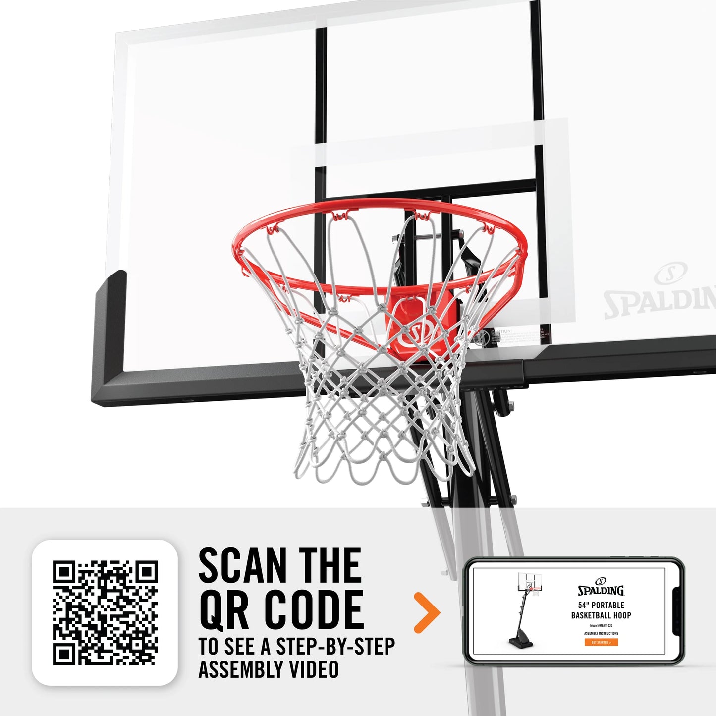 2025 Canasta de Baloncesto Portátil Spalding de 54 pulgadas – Panel de Policarbonato Irrompible, Sistema ExactaHeight y Aro Pro Slam – Juego al Aire Libre