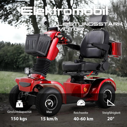 2025 Scooter de movilidad ZVGREEN de 4 ruedas – modelo para personas mayores con asiento tipo capitán – hasta 15 km/h – gran espacio de almacenamiento – asiento giratorio – freno electromagnético
