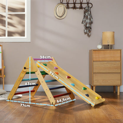 Triángulo De Escalada De Madera 3 En 1 Con Rampa Multicolor Aiyaplay