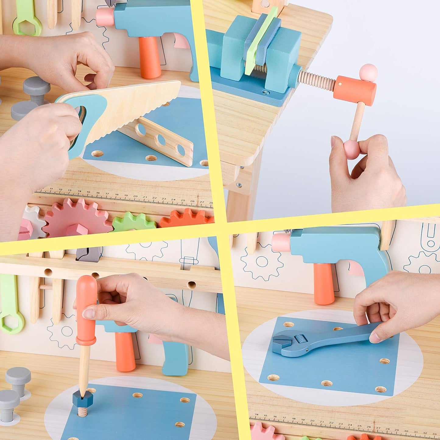 2025 Banco de Trabajo para Niños con Juego de Herramientas, Construcción en Madera