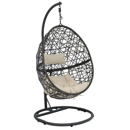 2025 Silla Colgante Sunnydaze Caroline en Forma de Huevo con Estructura de Acero y Cojín