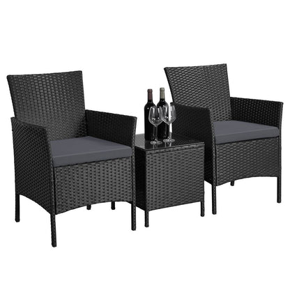Conjunto De Mesa Y Sillas Exterior Para Balcón Jardin Negro