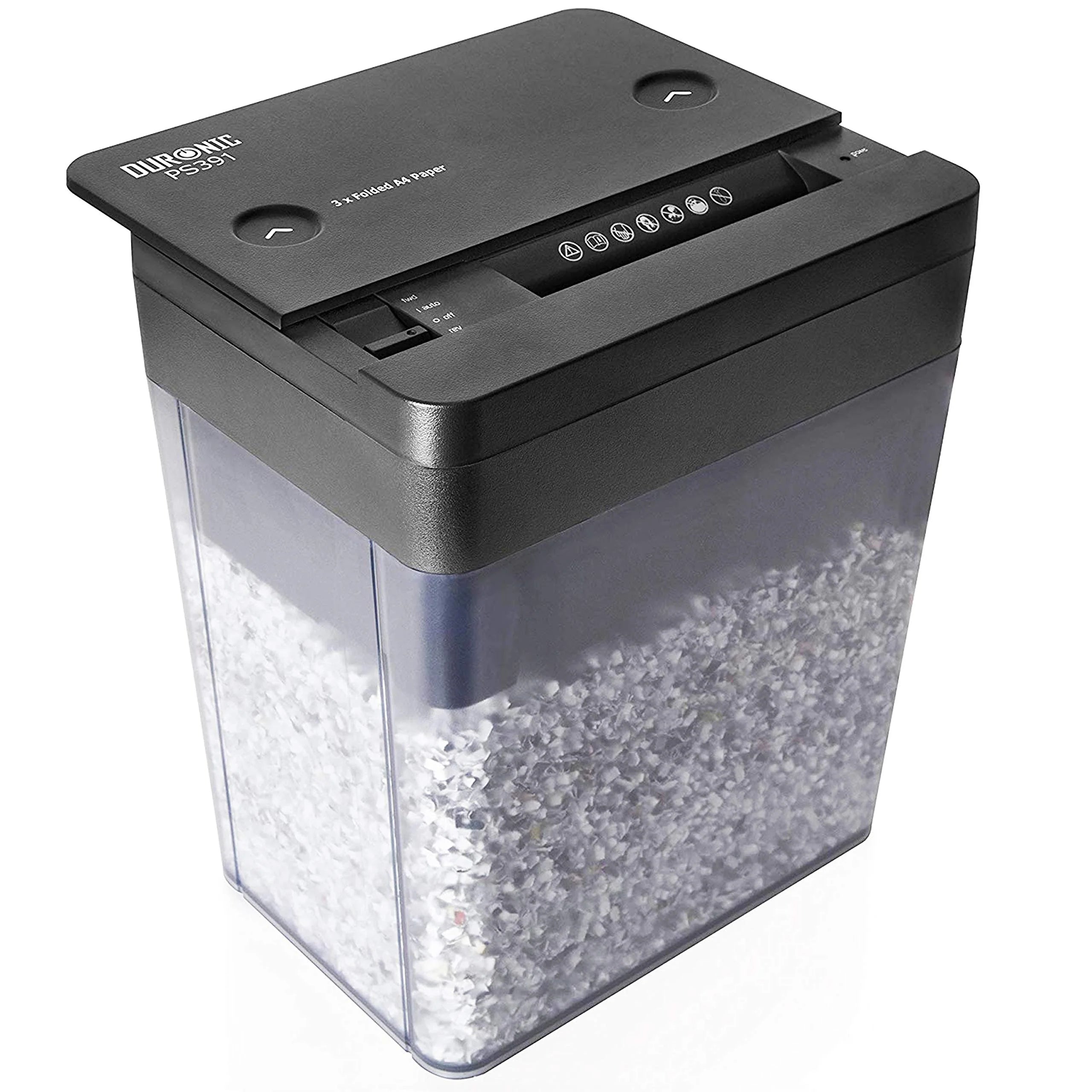 2025 Duronic Trituradora de Corte Micro PS391, tritura hasta 3 hojas | Trituradora de corte micro de alto rendimiento | Mini trituradora eléctrica compacta | Destructora de datos para oficina en casa