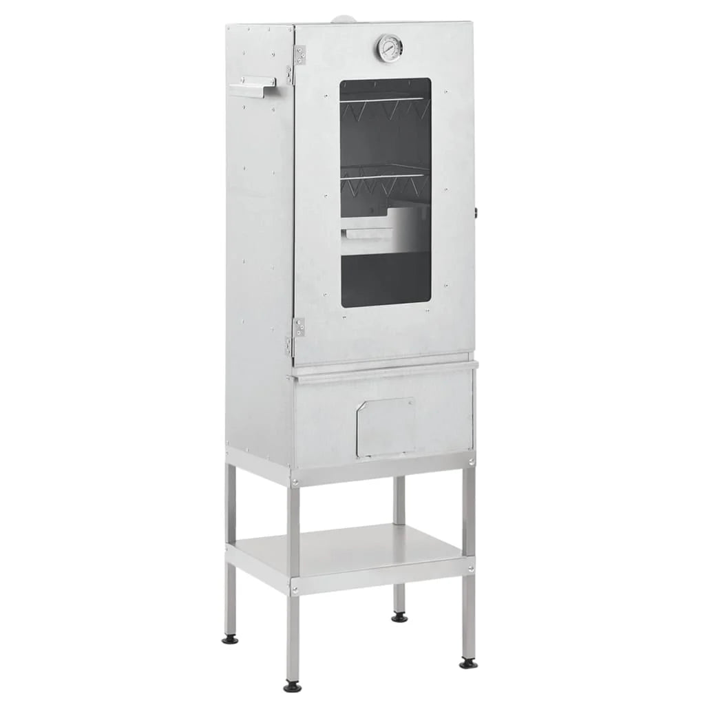 2025 Ahumador 44,5 x 29 x 83 cm con mesa 40 x 28 x 44,5 cm galvanizado – Armario para ahumar plateado