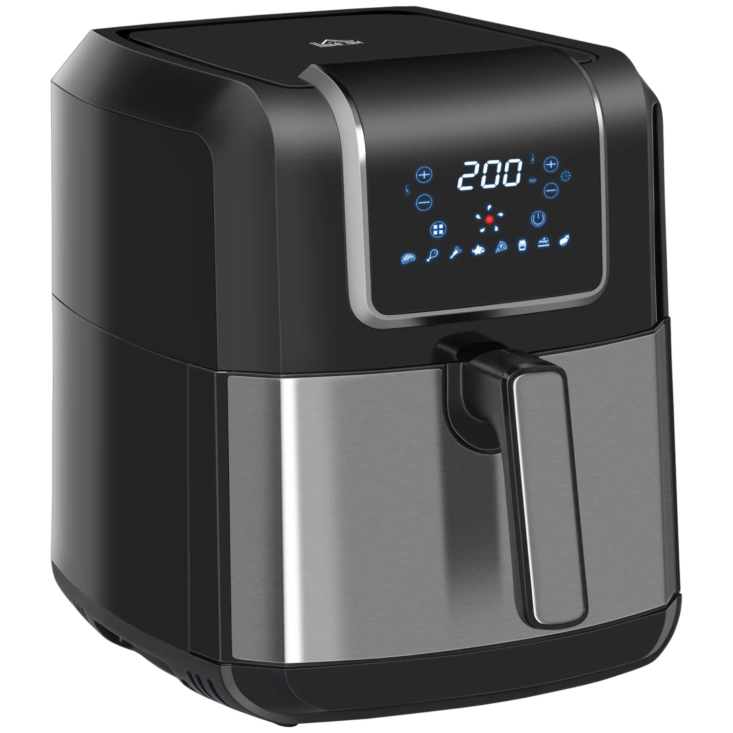 2025 Freidora de aire GVJMTKP de 1700 W y 6,9 L con pantalla digital, circulación de aire de 360°, temperatura ajustable, temporizador y cesta antiadherente para cocinar con poca grasa o sin aceite, color negro