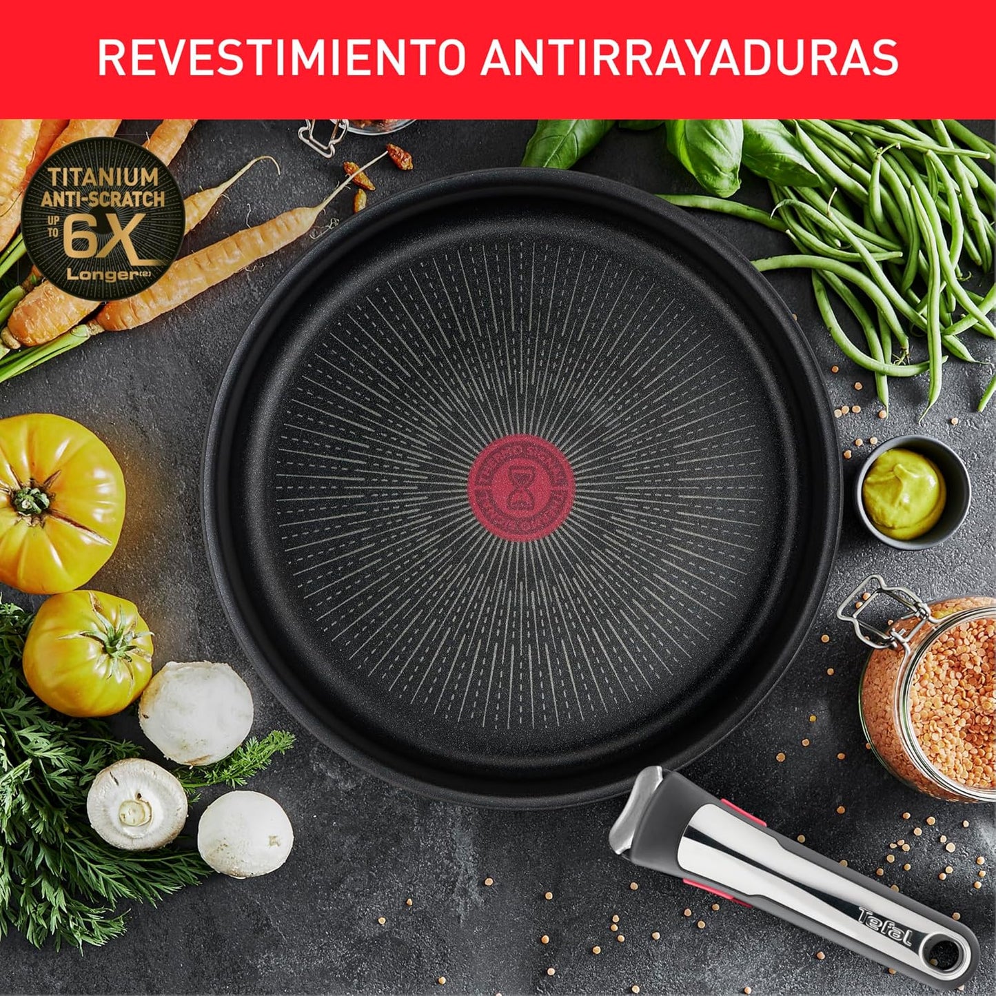 Tefal Ingenio Unlimited On - Juego de 3 Cazos 16/18/20 cm + Mango extraíble | Apto inducción, antiadherentes, revestimiento titanio, Thermo-signal, sin PFOA, apto lavavajillas y horno