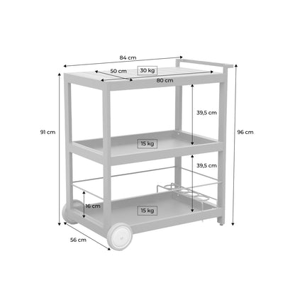Mesa Exterior De Aluminio Con Ruedas Y Asa, 84cm, Antracita