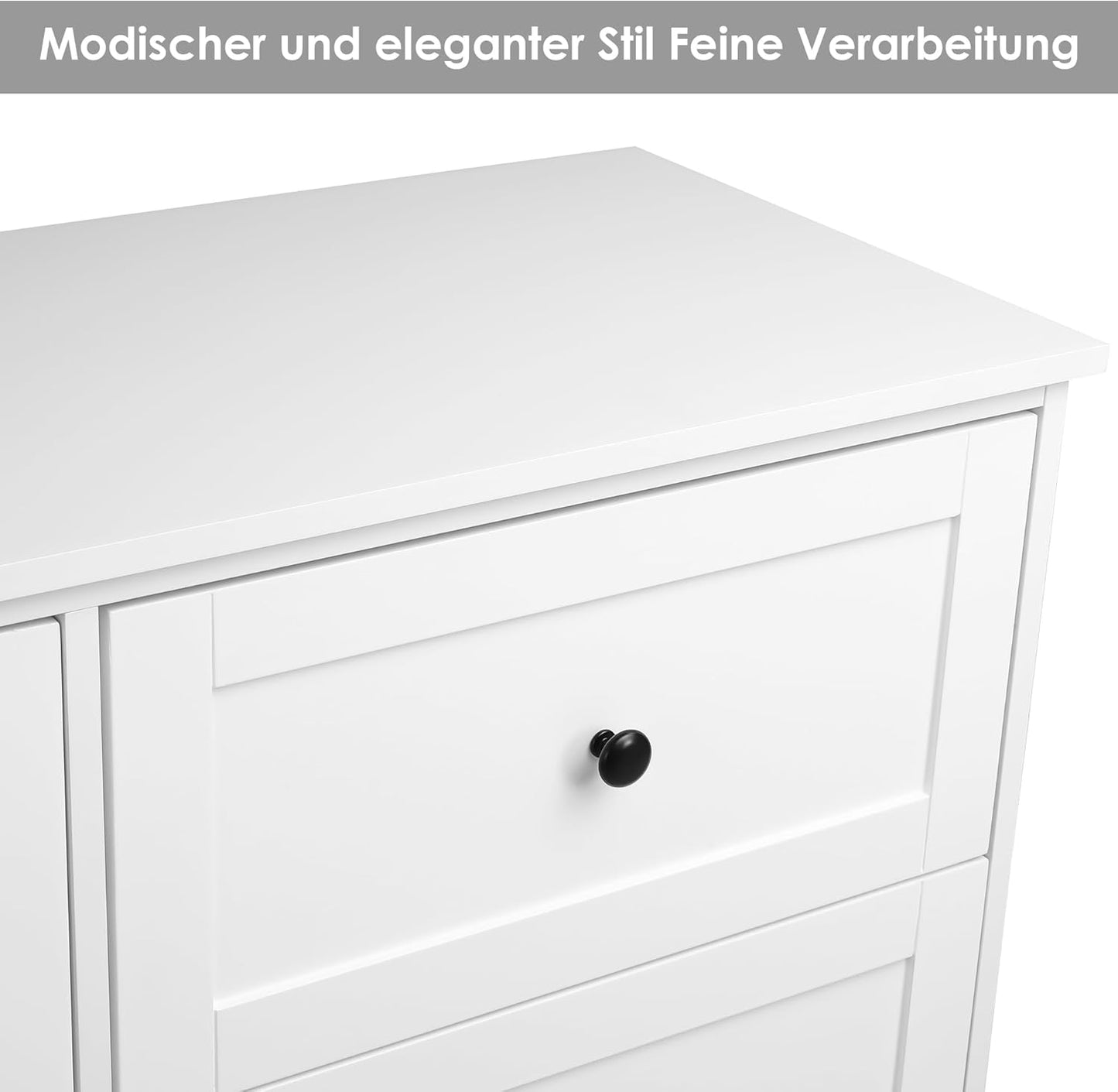 FOREHILL Komoda do sypialni biała szafka do przechowywania z 6 szufladami biała komoda szuflady do salonu przedpokoju 108 x 40 x 87 cm