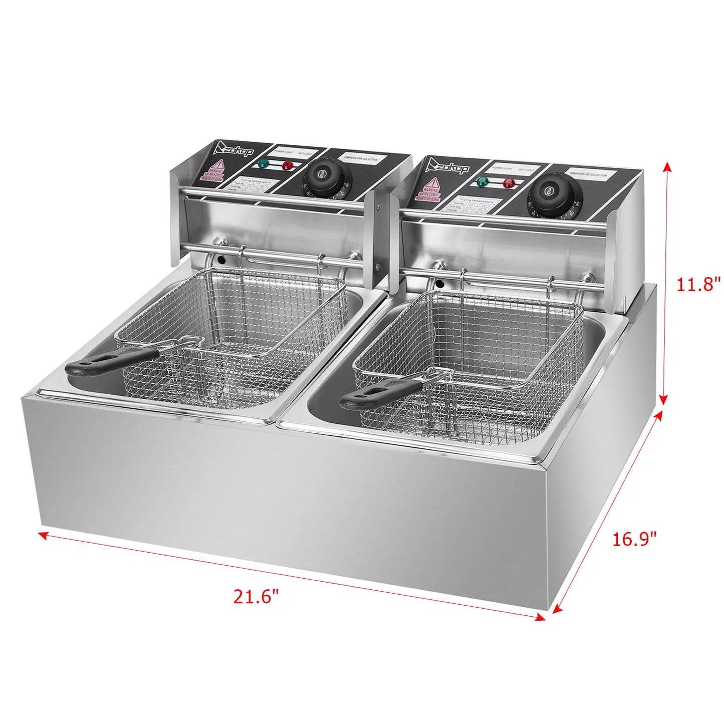 Freidora profesional de acero inoxidable SalonMore de 5000 W, capacidad de 12,7 cuartos con cesta extraíble