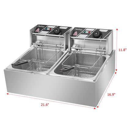 Freidora profesional de acero inoxidable SalonMore de 5000 W, capacidad de 12,7 cuartos con cesta extraíble