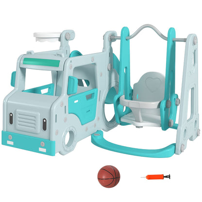 Juego De Tobogán Y Columpio Para Niños 6 En 1 Azul Claro Aiyaplay