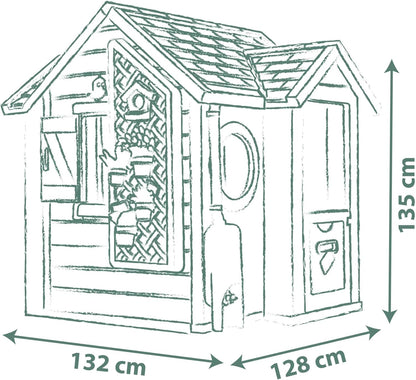 Smoby Life Garden House - Casa de Jardín Infantil de jardinería- Incluye Jardinera, Comedero para Pájaros, Herramientas y Accesorios - Protección UV - Material Reciclado - más de 2 años (7600810408)