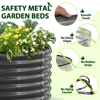 2025 TRAMULL Jardinera elevada en acero galvanizado, 244 x 122 x 60 cm, ovalada, modular, para exterior (Gris cuarzo)
