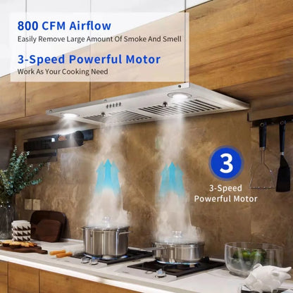 Campana extractora empotrada Zomagas de 30 pulgadas de acero inoxidable de 600 CFM con iluminación LED