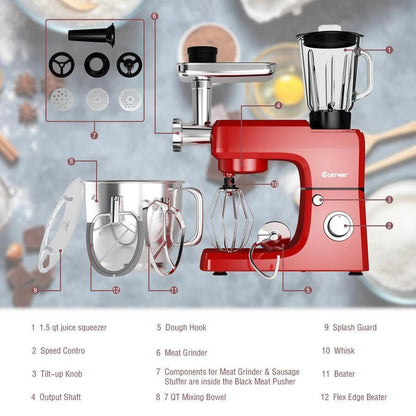 2025 Robot de Cocina Multifuncional 3 en 1 800W con Picadora de Carne, Licuadora y Embutidora