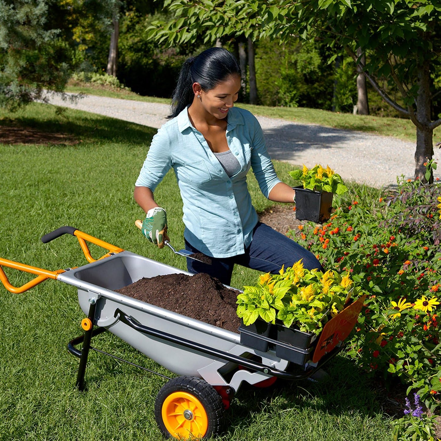 2025 Worx WG050 - Carretilla de jardín 8 en 1 Aerocart / Carretilla robusta / Carretilla de mano