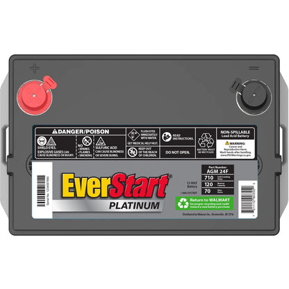 2025 Batería Automotriz EverStart Platinum AGM, Tamaño de Grupo 24F, 12 Voltios, 750 CCA
