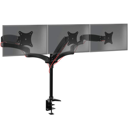 2025 Duronic Soporte para Monitor DM553 | Soporte triple para escritorio PC | NEGRO | Aluminio | Altura ajustable | Para tres pantallas LED/LCD de 15-27 pulgadas | Compatible con VESA 75/100 | Capacidad de 5 kg por pantalla