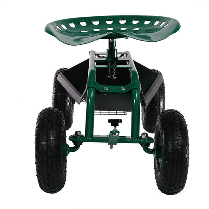 2025 Carrito de Jardín Rodante Sunnydaze con Asiento de Trabajo y Manillar de Dirección