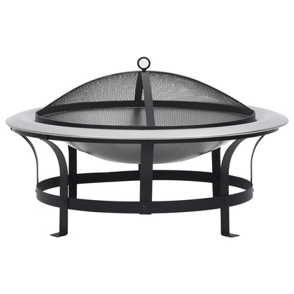 2025 Brasero con rejilla de acero inoxidable de 76 cm, fogón, atizador, pantalla contra chispas