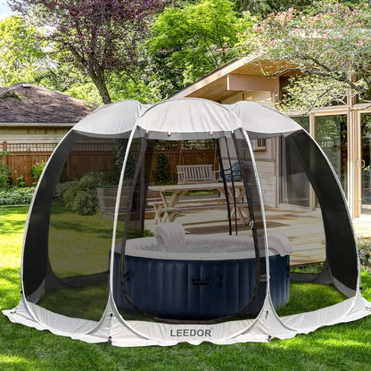 Leedor Cobertura Instantánea con Mosquitero – Pabellón exterior 10'x10' para terraza, protección solar, color gris
