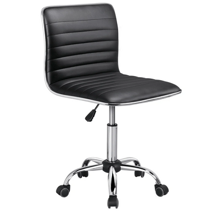 Silla de Oficina Yaheetech de Cuero PU, Respaldo Bajo, Altura Ajustable 41,5-56,5 cm