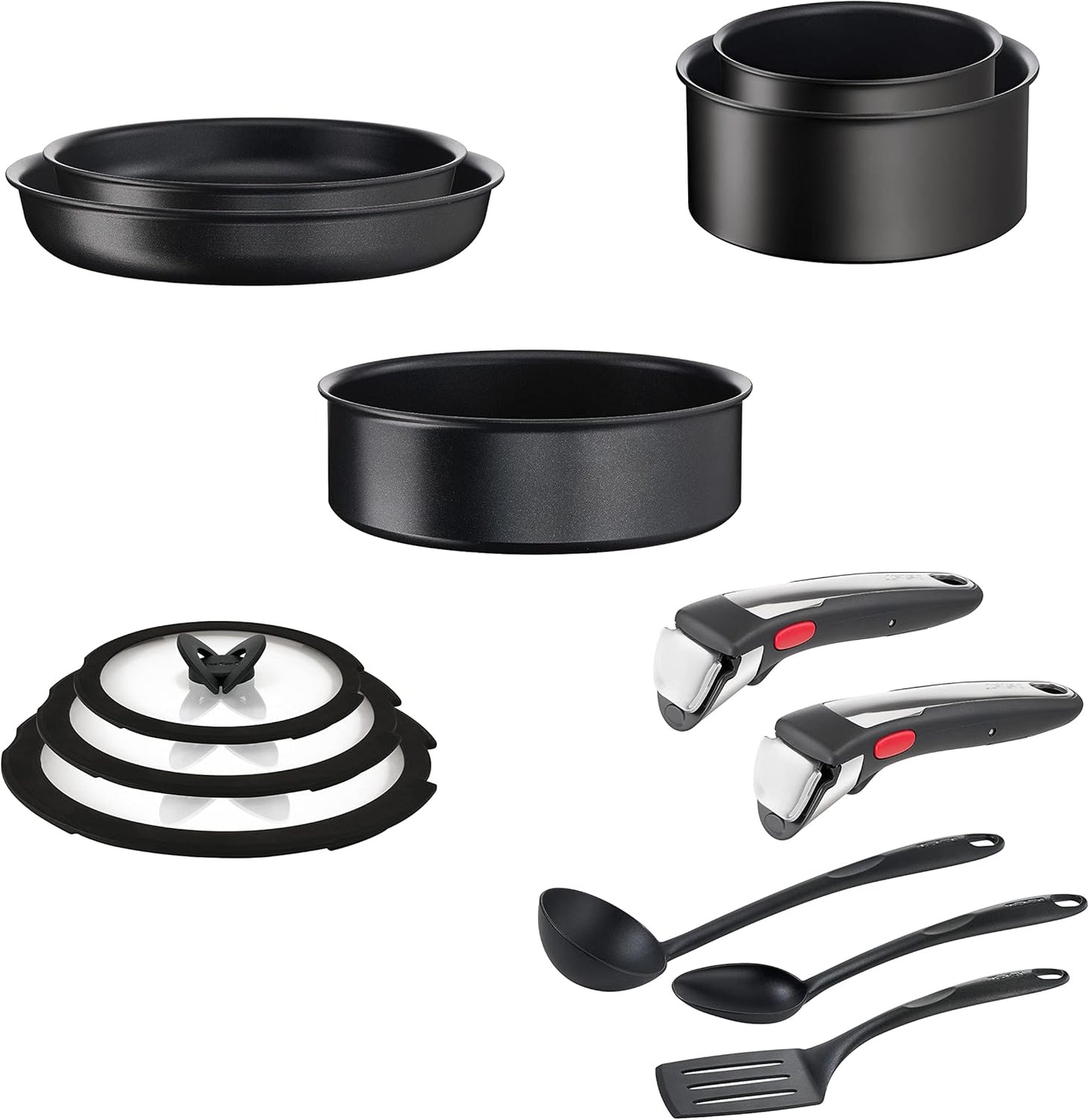 Tefal Ingenio Unlimited On - Juego de 3 Cazos 16/18/20 cm + Mango extraíble | Apto inducción, antiadherentes, revestimiento titanio, Thermo-signal, sin PFOA, apto lavavajillas y horno
