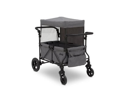 2025 Jeep Wrangler Stroller Wagon de Delta Children – 3 Modos: Portabebés, Cochecito y Carrito, Suspensión, Capota UV, Compatible con Sillas de Auto, Almacenamiento Múltiple, Manillares Ajustables