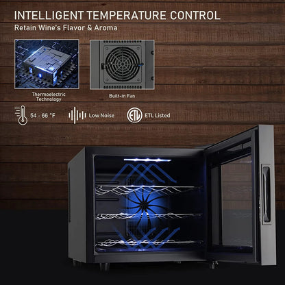 2025 Nevera para vino JINJUNYE, enfriador compacto para 12 botellas, mini bodega de mostrador con control de temperatura, nevera para vino independiente con puerta de vidrio para el hogar, oficina, bar, regalo para hombres