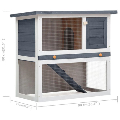 2025 Conejera para conejos – Recinto para pequeños animales, 90 x 45 x 80 cm, puerta gris, madera de pino