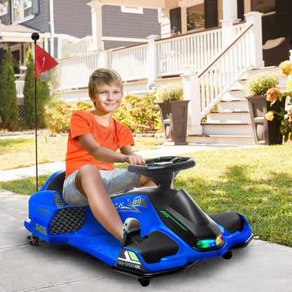2025 Kart eléctrico Aosom 12 V con arranque progresivo, música y luces, azul.