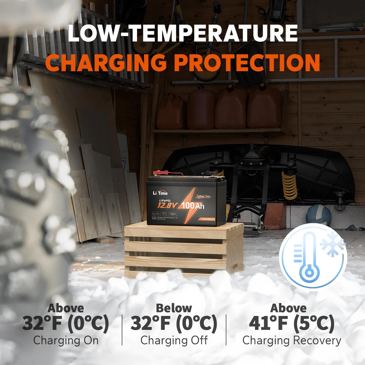 2025 Batería de Litio LiTime 12V 100Ah TM LiFePO4 con BMS de 100A Integrado