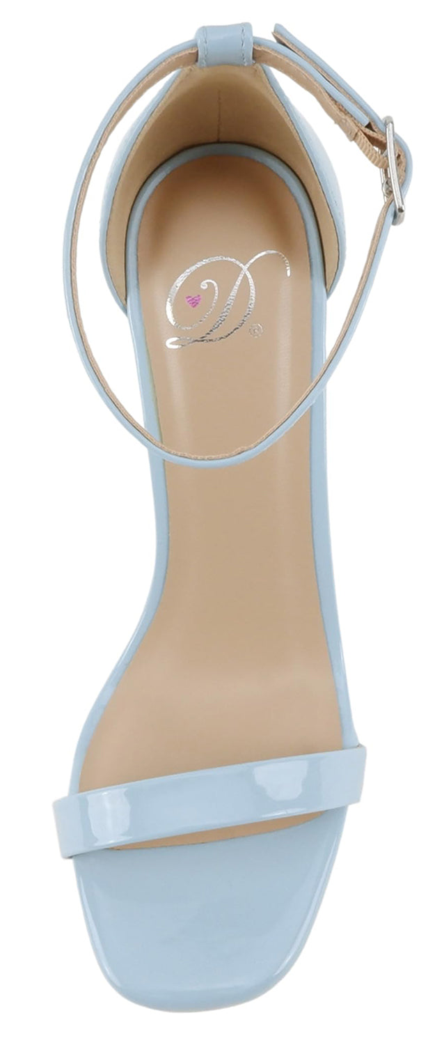 Delicious JAIDEN-S Blue Women Ankle Strap Stiletto High Heel Open Toe Dress Sandals Faux Leather - Accent Foot Fashions