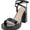 Delicious MUFFIN-S Black Patent Women Block High Heel Sandals Ankle Strap Open Toe Platform Faux Leather Dress Shoes - Accent Foot Fashions