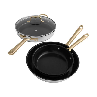 Set de Cocina de 10 Piezas No Tóxico en Acero Inoxidable con 3 Piezas de Cerámica Antiadherente ZLINE (CWSETL-NS-10)