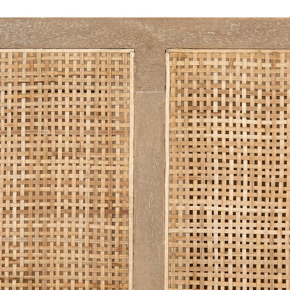 Cama Sydney de Madera de Mango Natural y Ratán Tejido – Elegancia Natural y Textura Auténtica