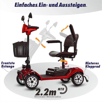 2025 Scooter eléctrico de 4 ruedas – silla de ruedas motorizada compacta y eficiente para adultos y personas mayores