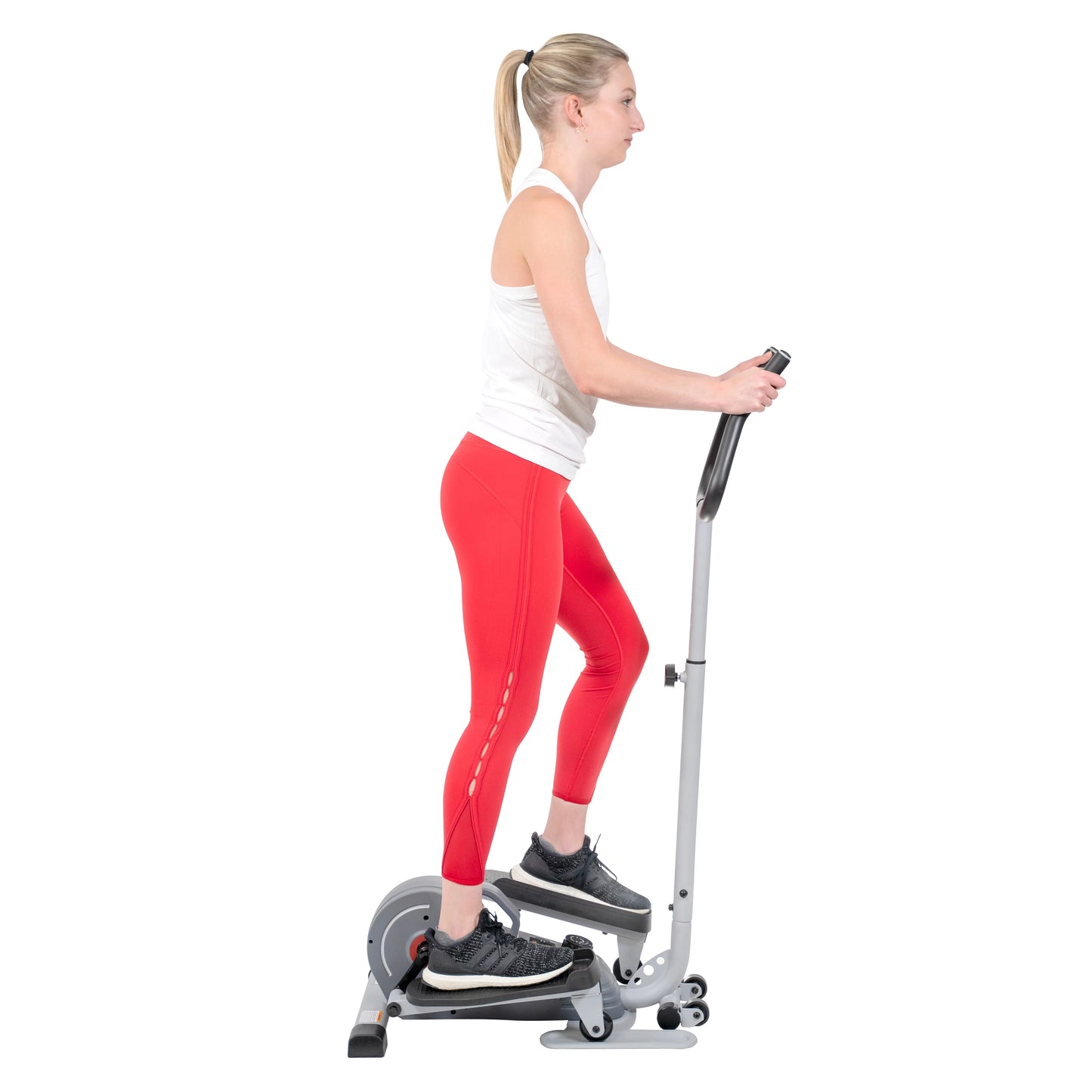 Sunny Health & Fitness Elíptica magnética compacta con manillar – stepper portátil para entrenamiento en casa, modelo SF-E3988.