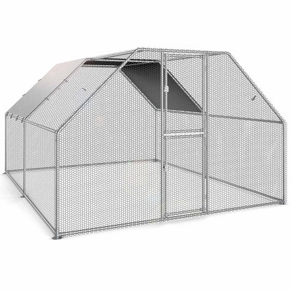 2025 Cercado para gallinas Dextrus 40 x 30 x 2 m – gran gallinero metálico en forma de flecha, con acceso a la perrera, jaula para aves exterior con cubierta impermeable y malla, para jardín y espacios exteriores.
