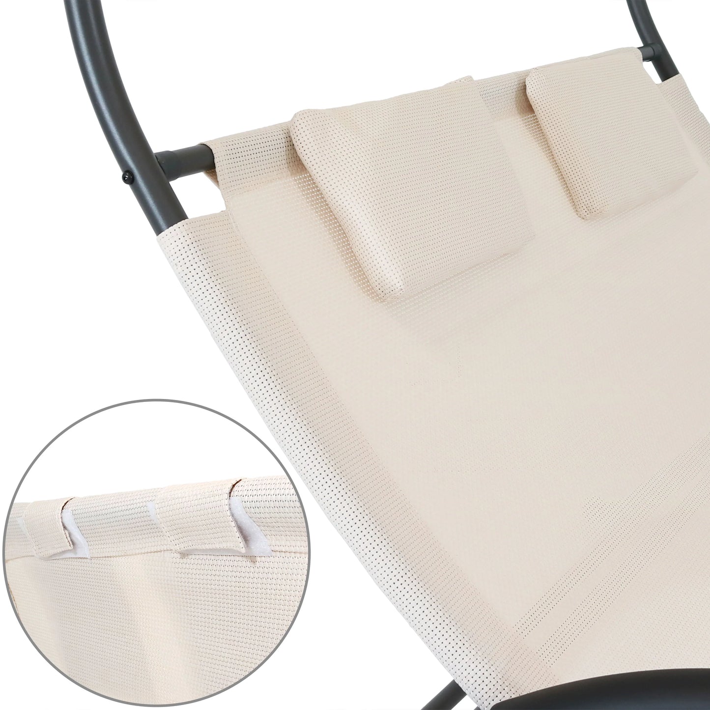 2025 Tumbona Doble Sunnydaze con Dosel y Almohada para Cabeza - Beige