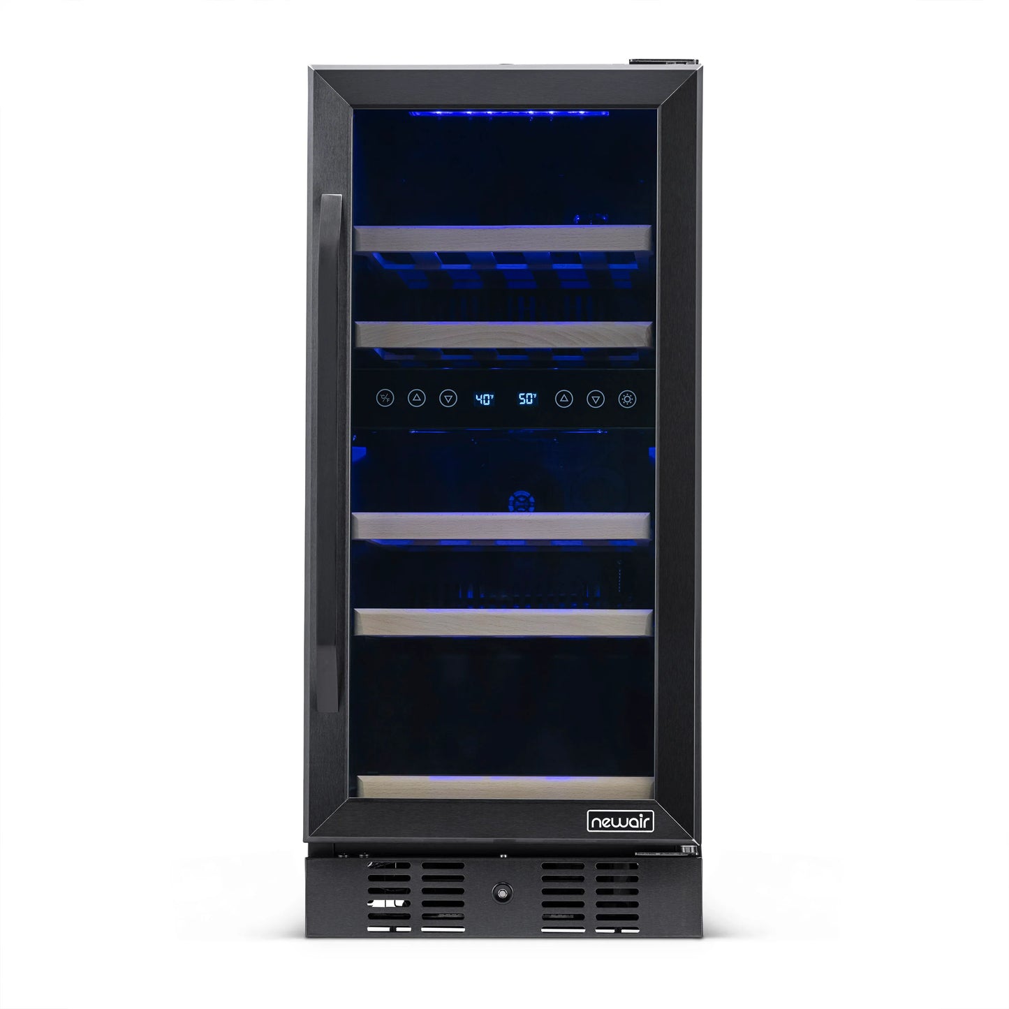 2025 Newair® Refrigerador de Vinos Empotrable Negro – 29 Botellas – 14,8" Doble Zona