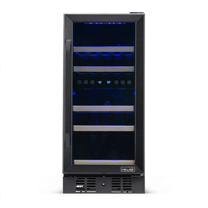 2025 Newair® Refrigerador de Vinos Empotrable Negro – 29 Botellas – 14,8" Doble Zona