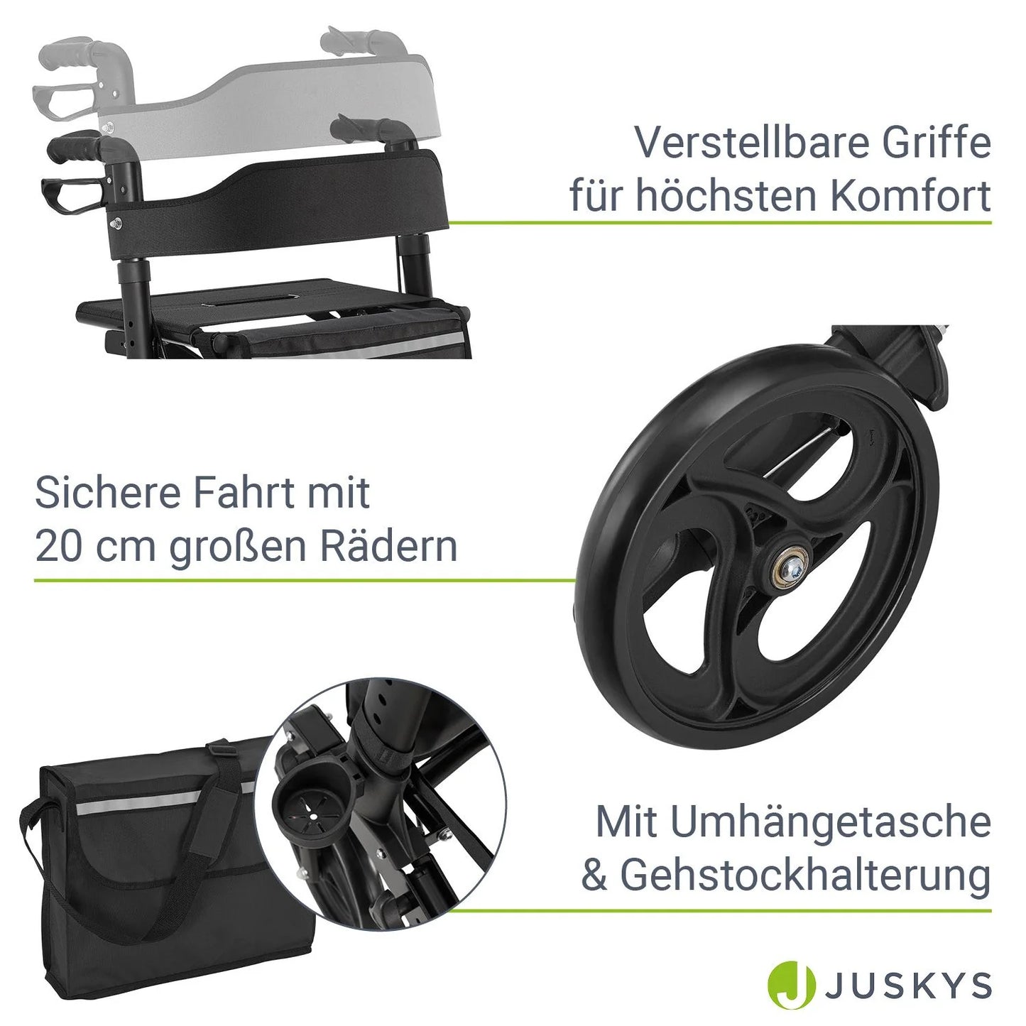 2025 Andador de aluminio Vital con asiento – Ligero, plegable y seguro