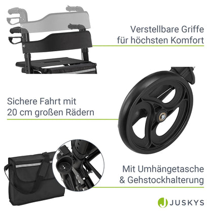 2025 Andador de aluminio Vital con asiento – Ligero, plegable y seguro