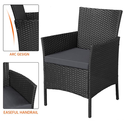 Conjunto De Mesa Y Sillas Exterior Para Balcón Jardin Negro