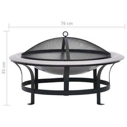 2025 Brasero con rejilla de acero inoxidable de 76 cm, fogón, atizador, pantalla contra chispas