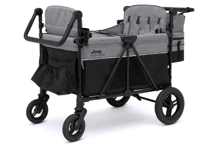 Carrito-Paseador Jeep Wrangler Deluxe para 4 Niños – Capota Desmontable, Bolsa Térmica, Asientos Modulares, Almacenamiento XXL, Ruedas Antipinchazos, Manillares Ajustables