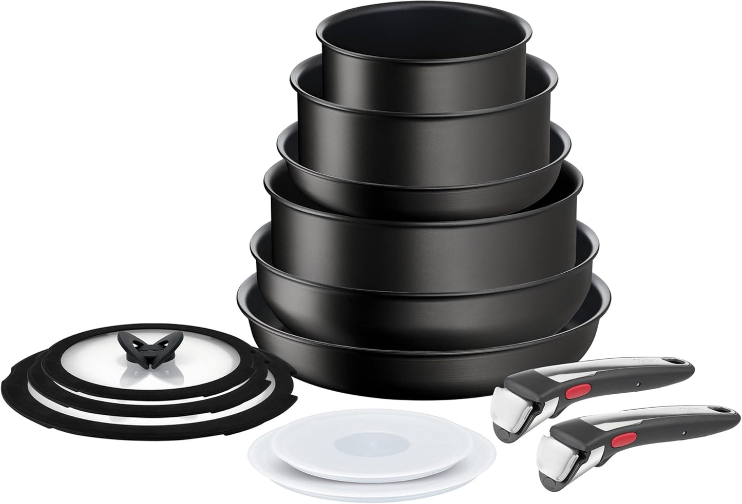 Tefal Ingenio Unlimited On - Juego de 3 Cazos 16/18/20 cm + Mango extraíble | Apto inducción, antiadherentes, revestimiento titanio, Thermo-signal, sin PFOA, apto lavavajillas y horno