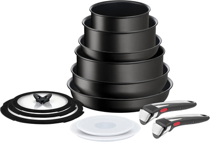Tefal Ingenio Unlimited On - Juego de 3 Cazos 16/18/20 cm + Mango extraíble | Apto inducción, antiadherentes, revestimiento titanio, Thermo-signal, sin PFOA, apto lavavajillas y horno